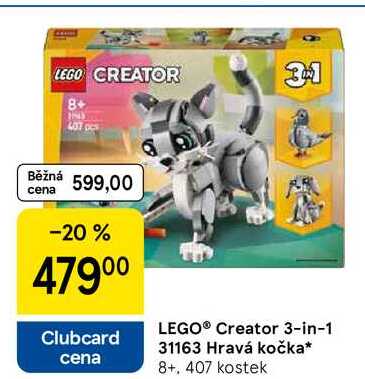 LEGO® Creator 3-in-1 31163 Hravá kočka 8+, 407 kostek