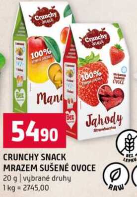 CRUNCHY SNACK MRAZEM SUŠENÉ OVOCE 20 g