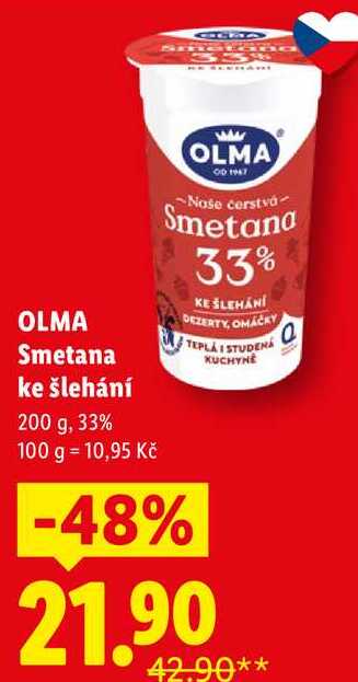 OLMA Smetana ke šlehání, 200 g