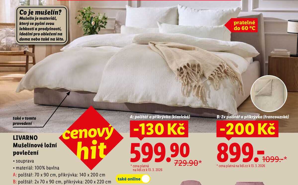 LIVARNO Mušelínové ložní povlečení 