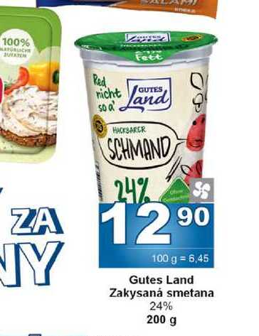 Gutes Land Zakysaná smetana 24% 200 g v akci