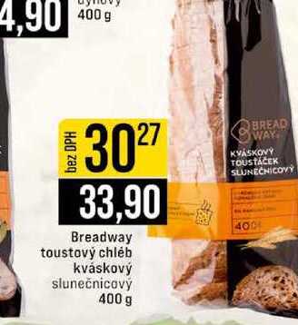 Breadway toustový chléb kváskový slunečnicový 400 g