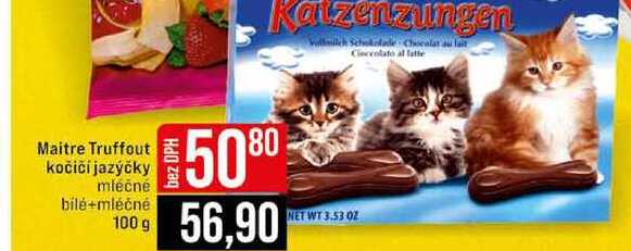 Maitre Truffout kočičí jazýčky mléčné bílé+mléčné 100 g 