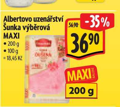 Albertovo uzenářství Šunka výběrová MAXI  200 g 