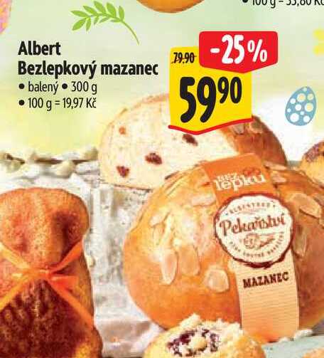 Albert Bezlepkový mazanec 300 g