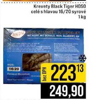 Krevety Black Tiger HOSO celé s hlavou 16/20 syrové 1kg