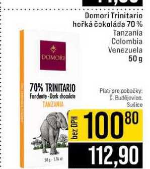 Domori Trinitario hořká čokoláda 70% Tanzania Colombia Venezuela 50 g