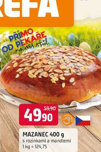 MAZANEC 400 g s rozinkami a mandlemi
