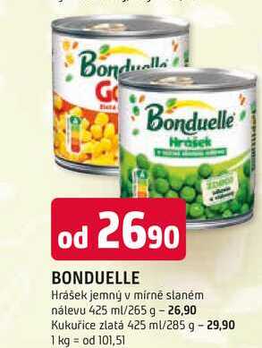 BONDUELLE Hrášek jemný v mírné slaném nálevu 425 ml/265 g