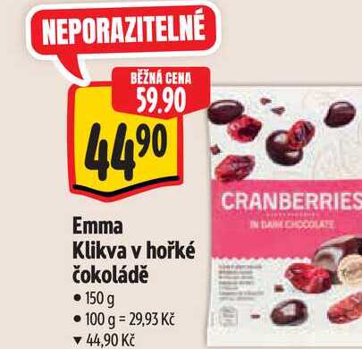 Emma Klikva v hořké čokoládě 150 g
