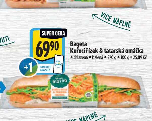  Bageta Kuřecí řízek & tatarská omáčka  270 g