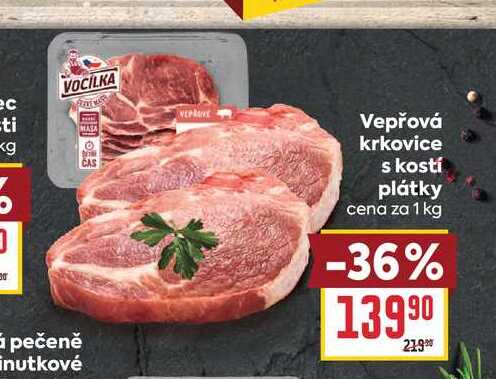 Vepřová krkovice s kostí plátky cena za 1 kg