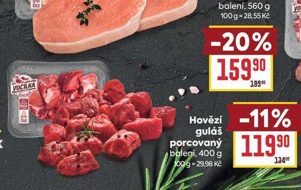 Hovězí guláš porcovaný balení, 400 g