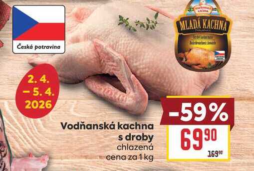 Vodňanská kachna s droby chlazená cena za 1 kg