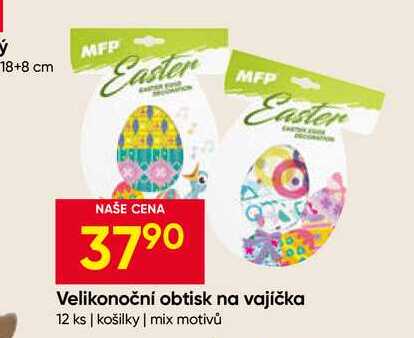 Velikonoční obtisk na vajíčka 12 ks košilky