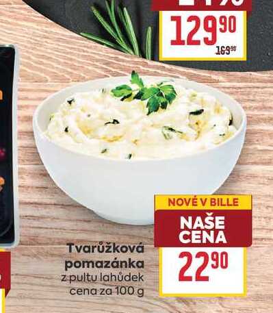Tvarůžková pomazánka z pultu lahůdek cena za 100 g 