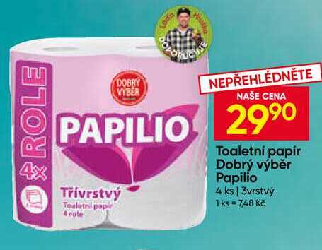  Papilio Toaletní papír Dobrý výběr 4 ks, 3vrstvý