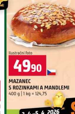 MAZANEC S ROZINKAMI A MANDLEMI 400 g 