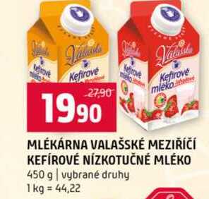 MLÉKÁRNA VALAŠSKÉ MEZIŘÍČÍ KEFÍROVÉ NÍZKOTUČNÉ MLÉKO 450 g