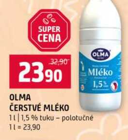 OLMA ČERSTVÉ MLÉKO 1,5% tuku polotučné 1l