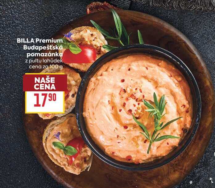 BILLA Premium Budapešťská pomazánka z pultu lahůdek cena za 100 g