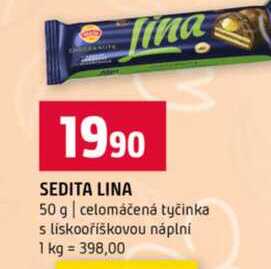 SEDITA LINA 50 g celomáčená tyčinka s liskooříškovou náplní