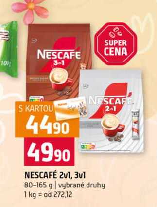 NESCAFÉ 2v1, 3v1 80-165 g vybrané druhy