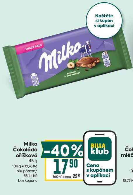 Milka Čokoláda oříšková 45 g