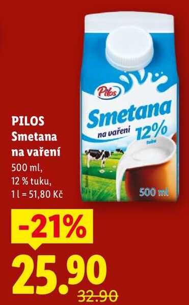 PILOS Smetana na vaření, 500 ml