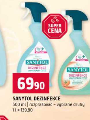 SANYTOL DEZINFEKCE VERZALNOSTIC 500 ml rozprašovač vybrané druhy