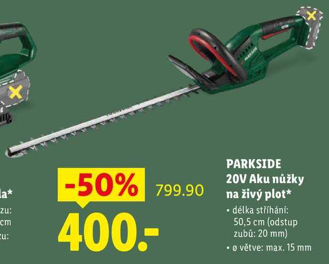 PARKSIDE 20V Aku nůžky na živý plot