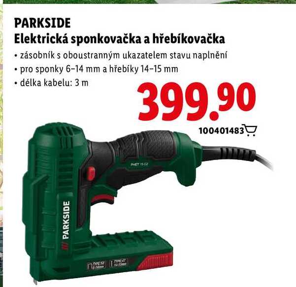 PARKSIDE Elektrická sponkovačka a hřebíkovačka 