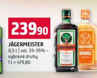 JÄGERMEISTER 0,5l vol. 33-35% vybrané druhy