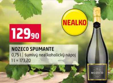 NOZECO SPUMANTE 0,75l šumivý nealkoholický nápoj