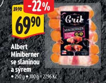 Albert Miniberner se slaninou a sýrem, 250 g