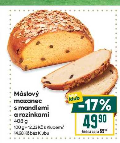 Máslový mazanec s mandlemi a rozinkami 408 g 