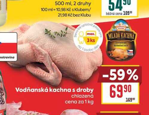 Vodňanská kachna s droby chlazená cena za 1 kg