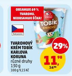 TVAROHOVÝ KRÉM TOBÍK KARLOVA KORUNA, 130 g 