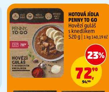 HOTOVÁ JÍDLA PENNY TO GO Hovězí guláš s knedlíkem, 520 g