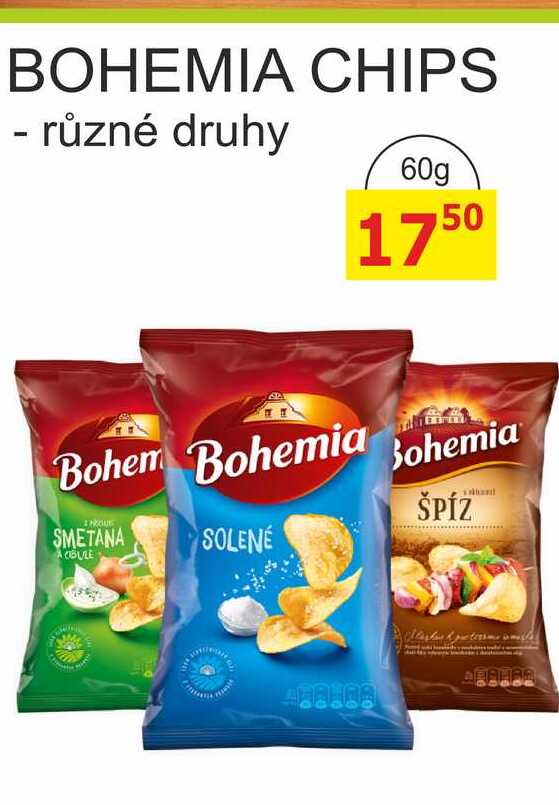 BOHEMIA CHIPS - různé druhy 60g