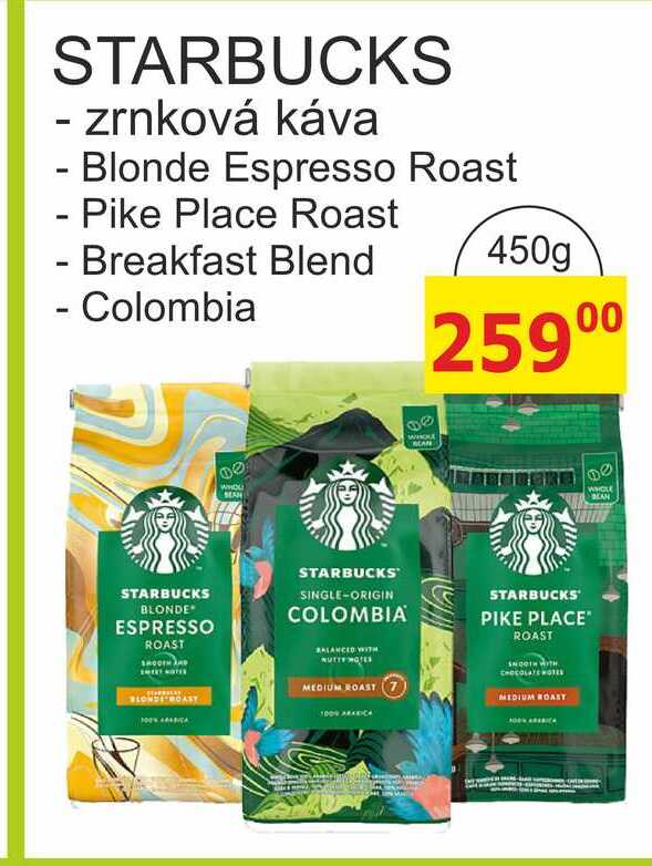 STARBUCKS - zrnková káva 450g 
