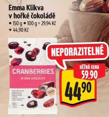 Emma Klikva v hořké čokoládě, 150 g 