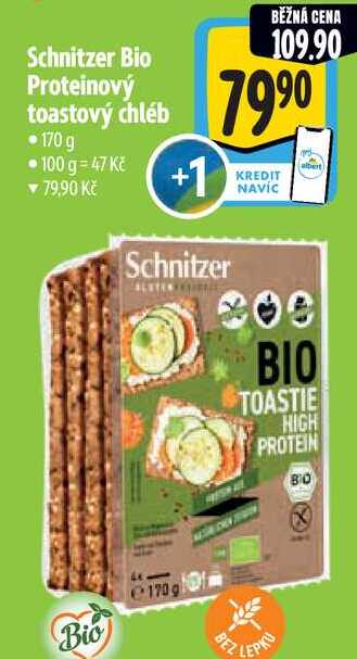 Schnitzer Bio Proteinový toastový chléb, 170 g
