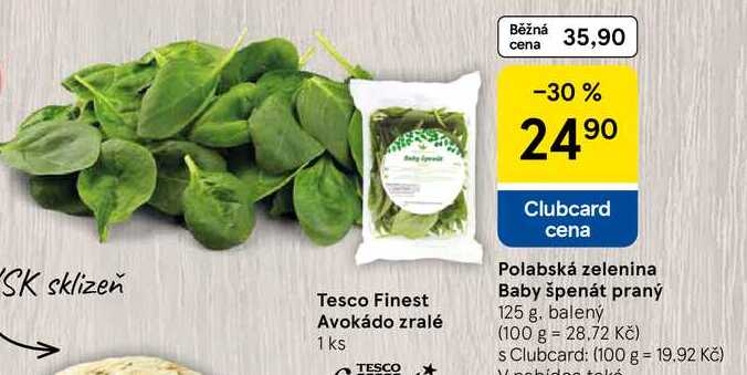 Polabská zelenina Baby špenát praný, 125 g 