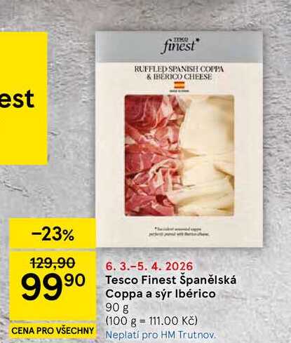 Tesco Finest Španělská Coppa a sýr Ibérico, 90 g  