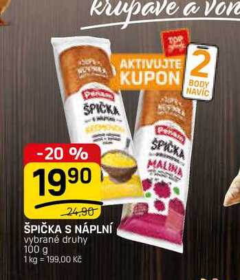 ŠPIČKA S NÁPLNÍ vybrané druhy 100 g 