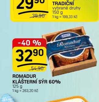 ROMADUR KLÁŠTERNÍ SÝR 60% 125 g 