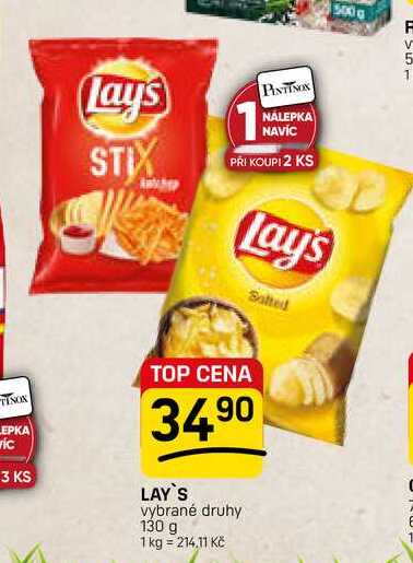 LAY'S vybrané druhy 130 g 