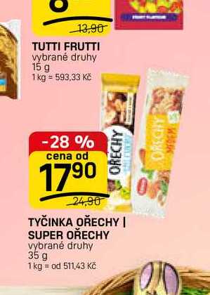 TYČINKA OŘECHY | SUPER OŘECHY vybrané druhy 35 g 