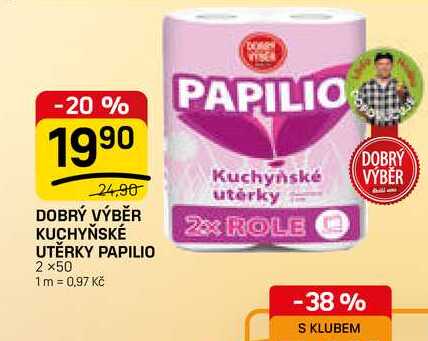 DOBRÝ VÝBĚR KUCHYŇSKÉ UTĚRKY PAPILIO 2 x50 